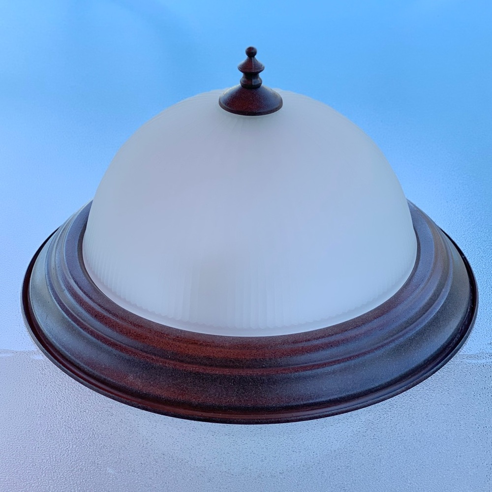 Bronze Colored and Frost White 2-Light Flush Mount Ceiling Light Fixture
